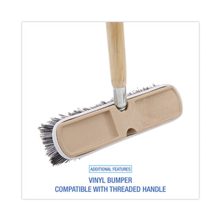 Boardwalk® Polystyrene Vehicle Brush with Vinyl Bumper, Black/White Polystyrene Bristles, 10" Brush (BWK8410)