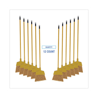 Boardwalk® Corn Fiber Angled-Head Lobby Brooms, 55" Handle, Yellow, 12/Carton (BRMAXILBW)