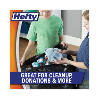 Hefty® Easy Flaps Trash Bags, 30 gal, 0.85 mil, 30" x 33", Black, 240/Carton (PACE27744)
