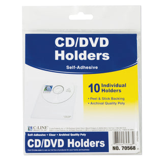 C-Line® Self-Adhesive CD Holder, 5 1/3 x 5 2/3, 10/PK (CLI70568)