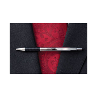 Zebra® F-301 Retractable Ballpoint Pen, 1.6 mm, Black Ink, Stainless Steel/Black Barrel, Dozen (ZEB27310)