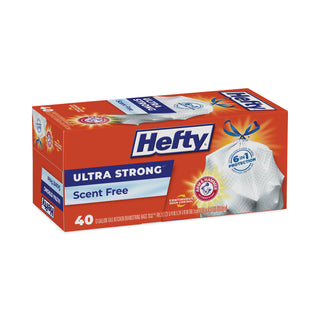 Hefty® Ultra Strong Tall Kitchen and Trash Bags, 13 gal, 0.9 mil, 23.75" x 24.88", White, 40/Box, 6 Boxes/Carton (RFPE88338CT)