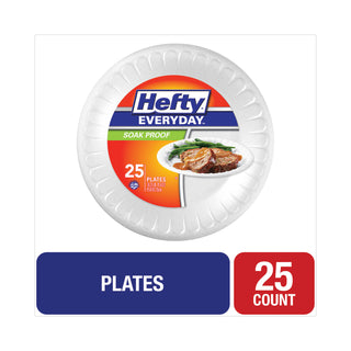 Hefty® Soak Proof Tableware, Foam Plates, 10.25" dia, White, 25/Pack 10 Packs/Carton (RFPD21029CT)