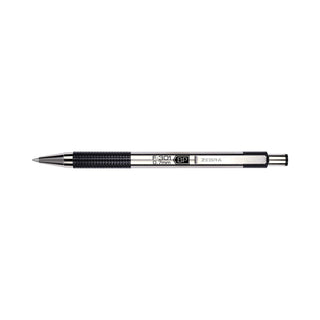 Zebra® F-301 Retractable Ballpoint Pen, 0.7 mm, Black Ink, Stainless Steel/Black Barrel, 2/Pack (ZEB27112)