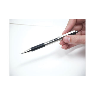 Zebra® F-301 Retractable Ballpoint Pen, 0.7 mm, Black Ink, Stainless Steel/Black Barrel (ZEB27110)