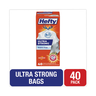 Hefty® Ultra Strong Tall Kitchen and Trash Bags, 13 gal, 0.9 mil, 23.75" x 24.88", White, 40/Box (RFPE88338)