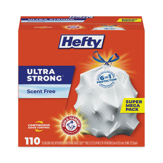 Hefty® Ultra Strong Tall Kitchen and Trash Bags, 13 gal, 0.9 mil, 23.75" x 24.88", White, 330/Carton (PCTE88368CT)