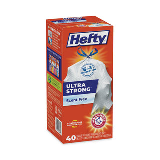 Hefty® Ultra Strong Tall Kitchen and Trash Bags, 13 gal, 0.9 mil, 23.75" x 24.88", White, 40/Box (RFPE88338)