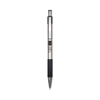 Zebra® F-301 Retractable Ballpoint Pen, 1.6 mm, Black Ink, Stainless Steel/Black Barrel, Dozen (ZEB27310)