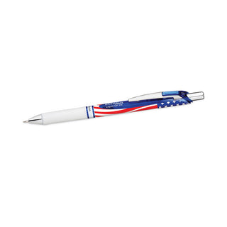Pentel® EnerGel RTX Retractable Gel Pen, 0.7mm, Black Ink, Red/White/Blue Barrel, 5/Pack (PENBL77USABP5A)