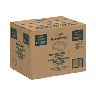 Dart® ClearPac Large Nacho Tray, 2-Compartments, Clear, 500/Ctn (C68NT2DART)