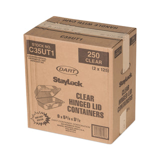 Dart® StayLock Clear Hinged Lid Containers, 5.4 x 9 x 3.5, Clear, 250/Carton (C35UT1DART)