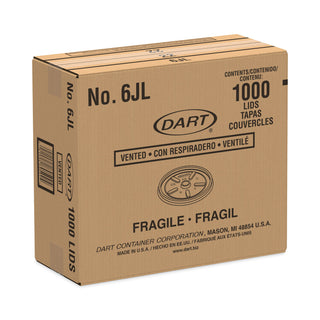 Dart® Plastic Lids for Foam Containers, Vented, Fits 3.5-6 oz, White, 1,000/Carton (DAR6JL)