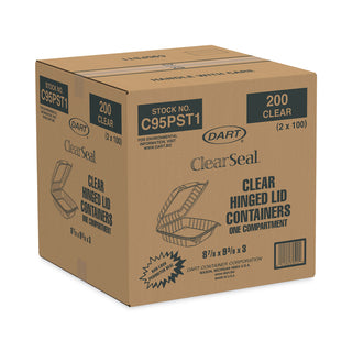 Dart® ClearSeal Plastic Hinged Container, Large, 9x9-1/2x3, Clear, 100/Bag (DCCC95PST1)