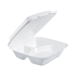 Dart® Large Foam Carryout, Food Container, 3-Compartment, White, 9-2/5x9x3 (DRC90HT3R)