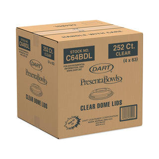 Dart® PresentaBowls Clear Dome Lids, Plastic, 7 3/10" dia, 252 Lids/Carton (DCCC64BDL)