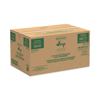 Dart® Foam Container, 8 oz, White, Squat, 500/Carton (8SJ32DART)