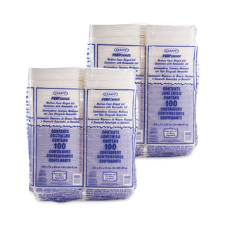 Dart® Foam Container, Hinged Lid, 1-Comp, 8 3/8 x 7 7/8 x 3 1/4, 200/Carton (DRC85HT1R)