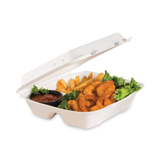 Dart® Foam Vented Hinged Lid Containers, 9w x 9 2/5d x 3h, White, 100/PK, 2 PK/CT (DCC90HTPF1VR)