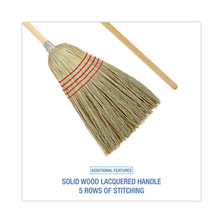 Boardwalk® Parlor Broom, Yucca/Corn Fiber Bristles, 56" Overall Length, Natural, 12/Carton (UNS926Y-CS)
