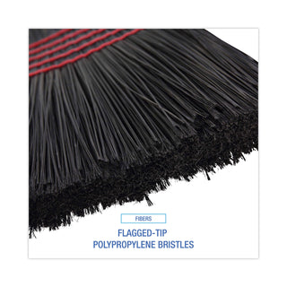 Boardwalk® Flagged Tip Poly Bristle Janitor Brooms, 10 x 58.5, Wood Handle, Natural/Black, 12/Carton (UNS930BP)