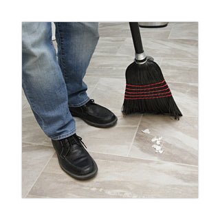 Boardwalk® Flagged Tip Poly Bristle Janitor Brooms, 10 x 58.5, Wood Handle, Natural/Black, 12/Carton (UNS930BP)