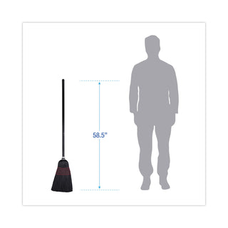 Boardwalk® Flagged Tip Poly Bristle Janitor Brooms, 10 x 58.5, Wood Handle, Natural/Black, 12/Carton (UNS930BP)