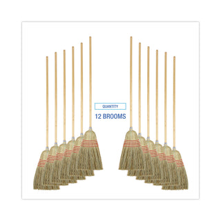 Boardwalk® Parlor Broom, Yucca/Corn Fiber Bristles, 56" Overall Length, Natural, 12/Carton (UNS926Y-CS)