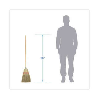 Boardwalk® Parlor Broom, Yucca/Corn Fiber Bristles, 56" Overall Length, Natural, 12/Carton (UNS926Y-CS)