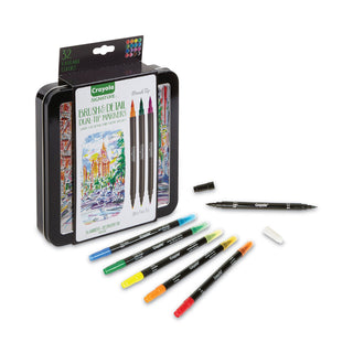 Crayola® Brush & Detail Dual Ended Markers, Extra-Fine Brush/Bullet Tip, Assorted Colors, 16/Set (CYO586501)