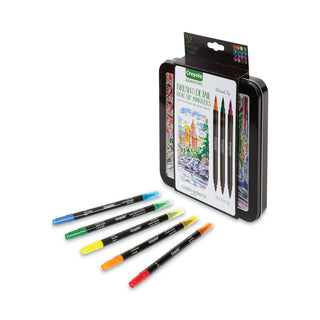 Crayola® Brush & Detail Dual Ended Markers, Extra-Fine Brush/Bullet Tip, Assorted Colors, 16/Set (CYO586501)
