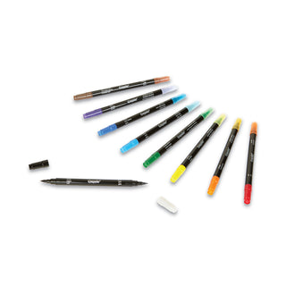 Crayola® Brush & Detail Dual Ended Markers, Extra-Fine Brush/Bullet Tip, Assorted Colors, 16/Set (CYO586501)
