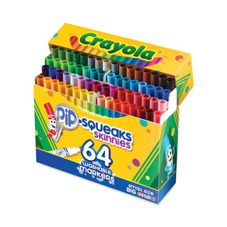 Crayola® Pip-Squeaks Skinnies Washable Markers, Medium Bullet Tip, Assorted Colors, 64/Pack (CYO588764)
