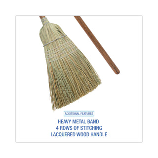 Boardwalk® Corn/Fiber Brooms, Corn/Synthetic Fiber Bristles, 60" Overall Length, Gray/Natural, 6/Carton (BR10002BW)