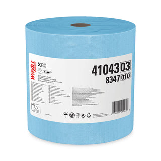 WypAll® Power Clean X80 Heavy Duty Cloths, Jumbo Roll, 12.4 x 12.2, Blue, 475/Roll (41043KIM)