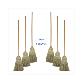 Boardwalk® 100% Corn Brooms, 60" Overall Length, Natural, 6/Carton (BR10001BW)