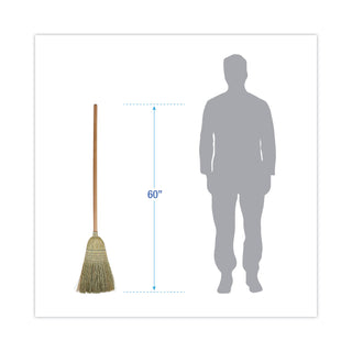 Boardwalk® 100% Corn Brooms, 60" Overall Length, Natural, 6/Carton (BR10001BW)