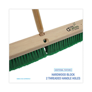 Boardwalk® Floor Broom Head, 3" Green Flagged Recycled PET Plastic Bristles, 24" Brush (BWK20724)