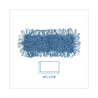 Boardwalk® Mop Head, Dust, Looped-End, Cotton/Synthetic Fibers, 18 x 5, Blue (BWK1118)