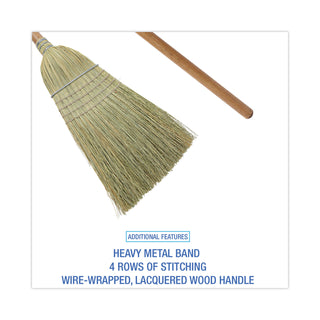 Boardwalk® 100% Corn Brooms, 60" Overall Length, Natural, 6/Carton (BR10001BW)