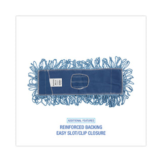Boardwalk® Mop Head, Dust, Looped-End, Cotton/Synthetic Fibers, 18 x 5, Blue (BWK1118)