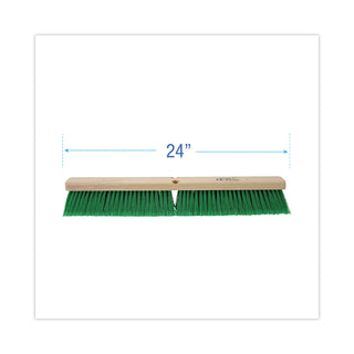 Boardwalk® Floor Broom Head, 3" Green Flagged Recycled PET Plastic Bristles, 24" Brush (BWK20724)