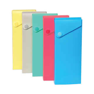 C-Line® Slider Pencil Case, 11.43 x 9.5 x 0.6, Sandy Gray, Seafoam Green, Seaside Blue, Sunset Red, Sunny Yellow, 24/Carton (CLI05600DS)