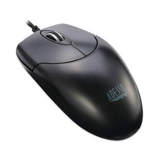 Adesso Three-Button Desktop Optical Scroll USB Mouse, USB 2.0, Left/Right Hand Use, Black (ADEHC3003US)