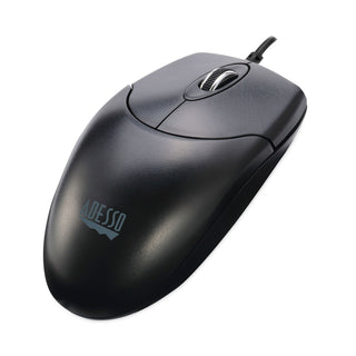 Adesso Three-Button Desktop Optical Scroll USB Mouse, USB 2.0, Left/Right Hand Use, Black (ADEHC3003US)