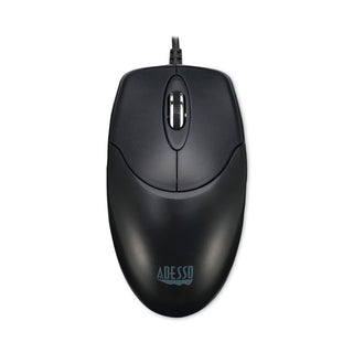 Adesso Three-Button Desktop Optical Scroll USB Mouse, USB 2.0, Left/Right Hand Use, Black (ADEHC3003US)