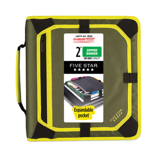 Five Star® Zipper Binder and Expansion Panel, 3 Rings, 2" Capacity, 11 x 8.5, Assorted (MEA29052)
