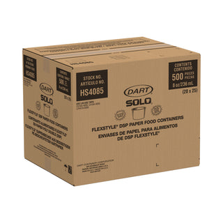 SOLO® Flexstyle Double Poly Paper Containers, 8 oz, White, 25/Pack, 20 Packs/Carton (SCCHS4085WH)