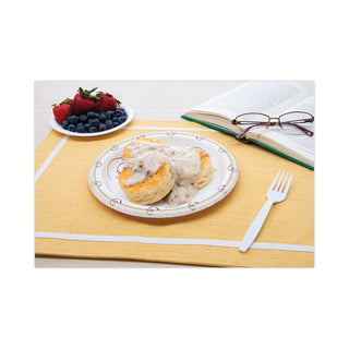 SOLO® Symphony Heavyweight Paper Dinnerware, 9", Round, White/Beige/Red,125/PK, 4PK/CT (SCCHP9SJ8001CT)