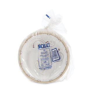 SOLO® Symphony Heavyweight Paper Dinnerware, 9", Round, White/Beige/Red,125/PK, 4PK/CT (SCCHP9SJ8001CT)